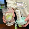 New Year's cute colorful cat plastic water cup, high appearance level for girls, portable large-capacity straw double drinking cup for students details Picture